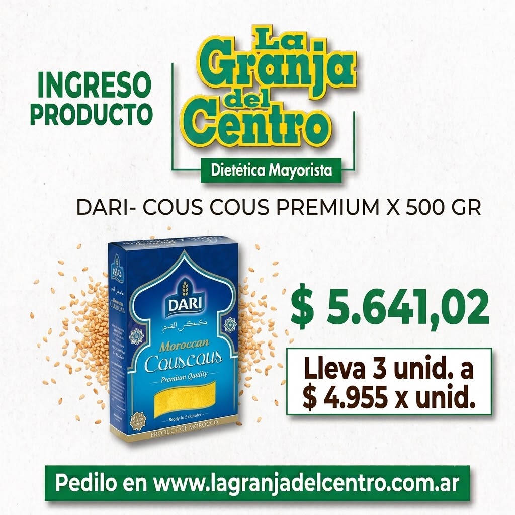Novedades Productos DARI- COUS COUS PREMIUM X 500 GR